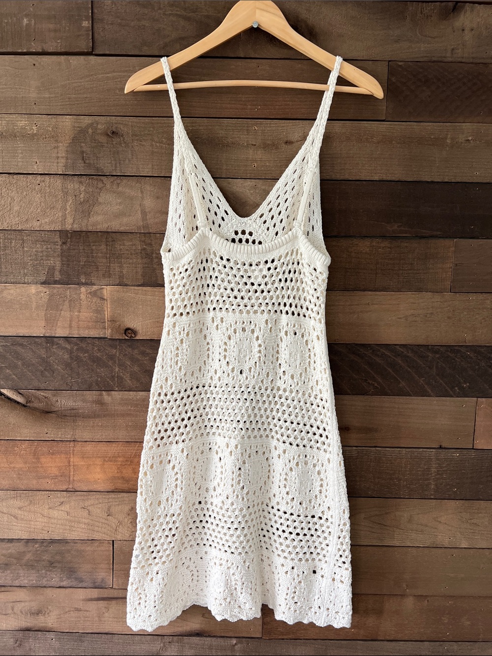 Aerie Women's Crochet Cover Up Mini Dress in Cream Size Medium - Picture 6 of 9